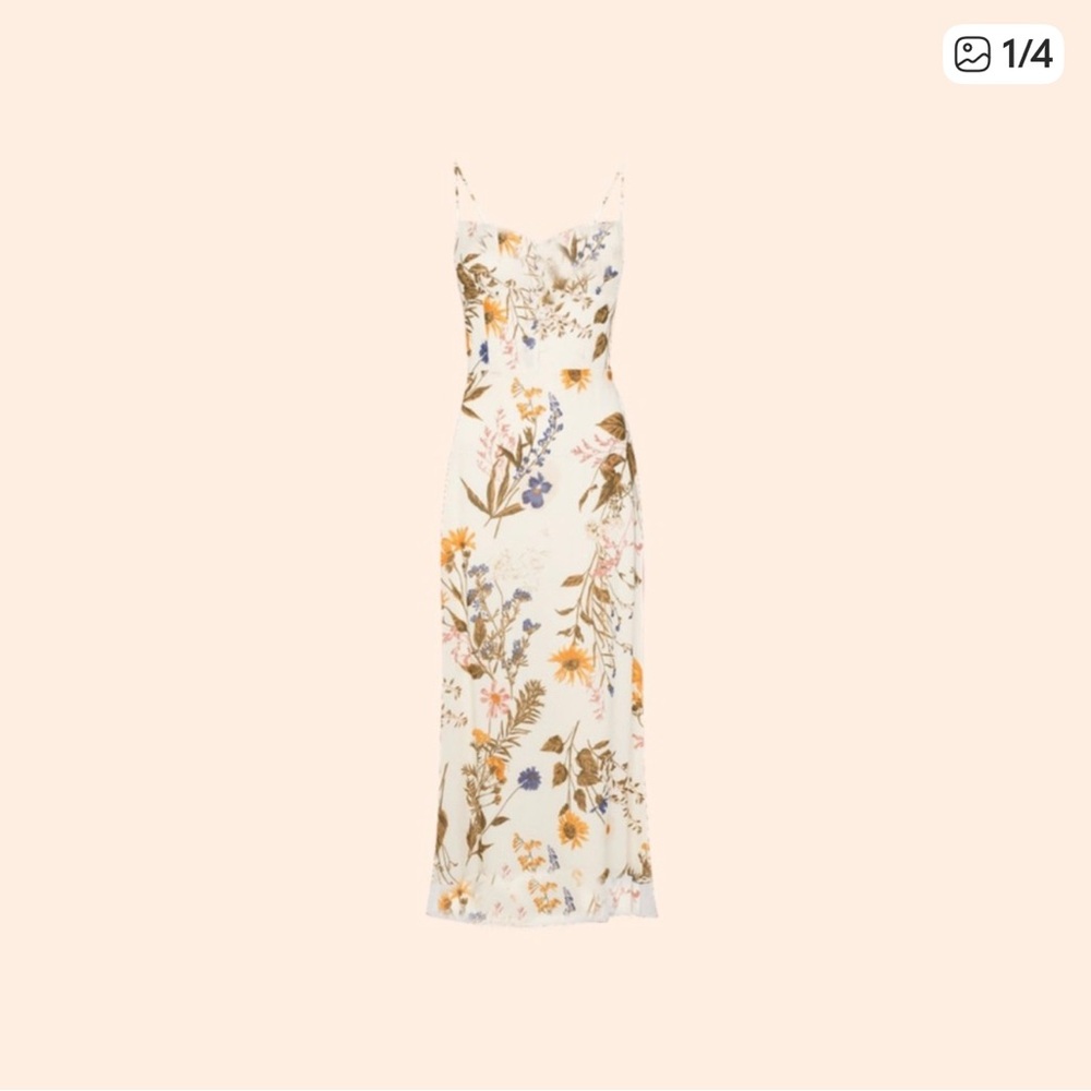 Reformation Cream Floral Midi Dress